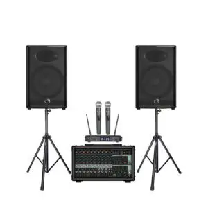 ชุดเครื่องเสียงกลางแจ้ง WHARFEDALE-PRO IMPACT-X15 + เพาเวอร์มิกเซอร์ BEHRINGER PMP-2000D + ไมค์ลอย CLEARSOUND CS-500