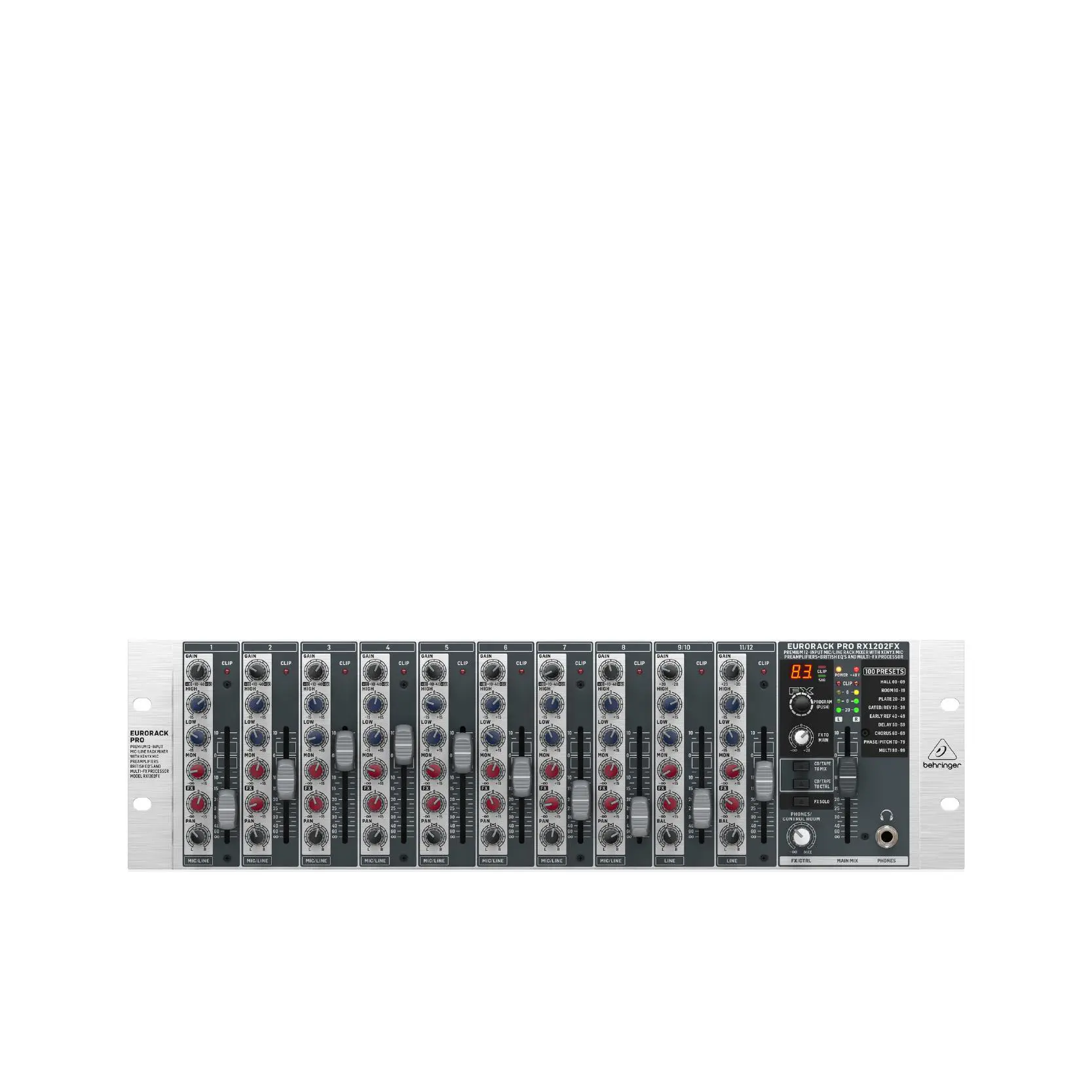 BEHRINGER EURORACK PRO RX1202FX อนาล็อค มิกเซอร์ ยึดแรกส์ 12 อินพุตไมค์