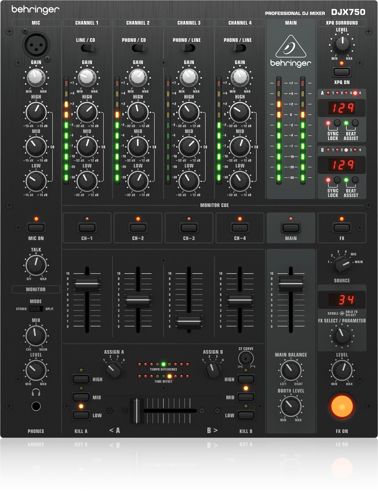 BEHRINGER DJX750 เครื่องผสมสัญญาณเสียงสำหรับดีเจ 5 ชาแนล