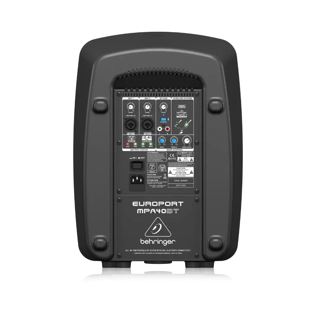 Behringer MPA40BT ลำโพงพกพา ขนาด 8 นิ้ว กำลังขับ 40 วัตต์ มีบลูทูธ แบตเตอรี่ในตัว - Image 4