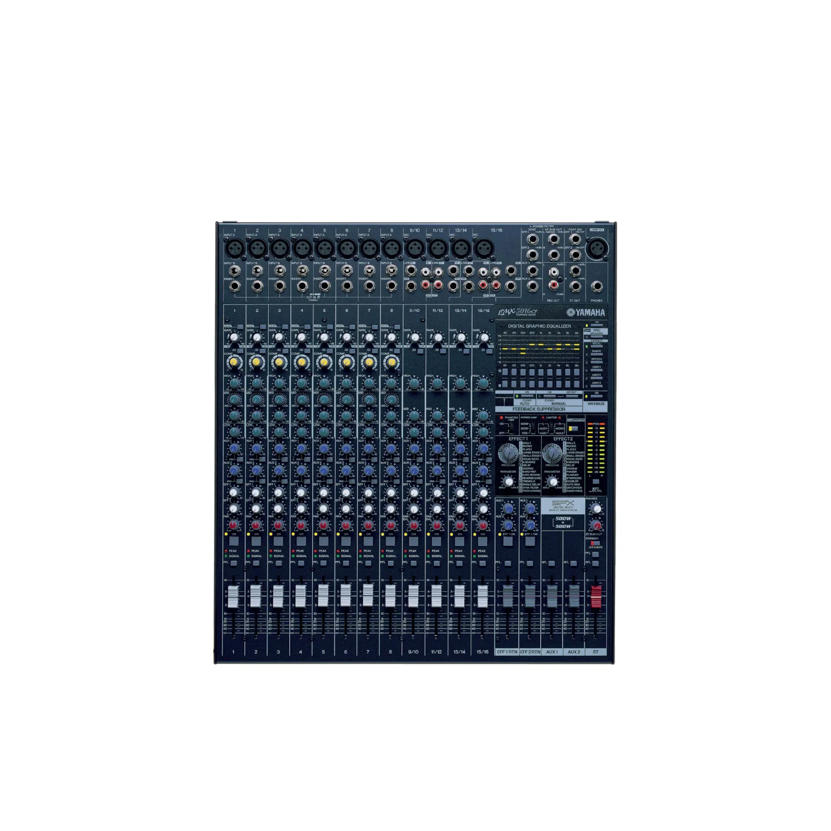 YAMAHA EMX5016CF เพาเวอร์มิกเซอร์ 16 ชาแนล คลาส D 2×500 วัตต์