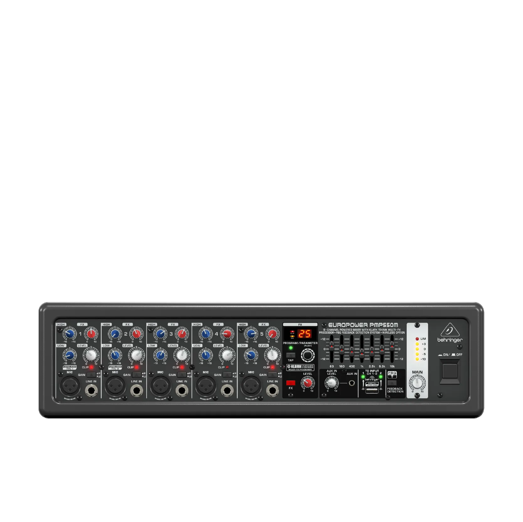 BEHRINGER PMP-550M เพาเวอร์มิกเซอร์ 5 ชาแนล คลาส D 500 วัตต์