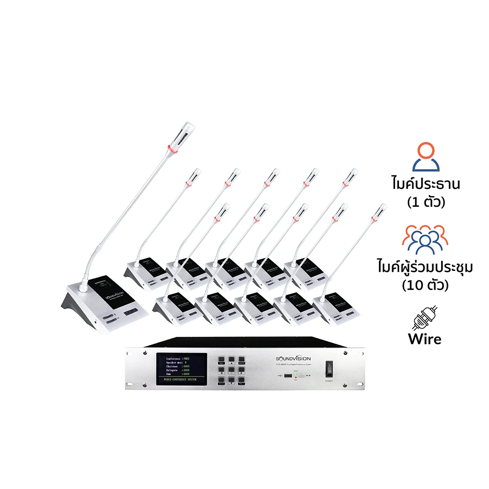 SOUNDVISION DCS-990-PRO SET ชุดไมค์ประชุมใช้สาย ดิจิตอล 11 ท่าน (มีระบบ Vote)