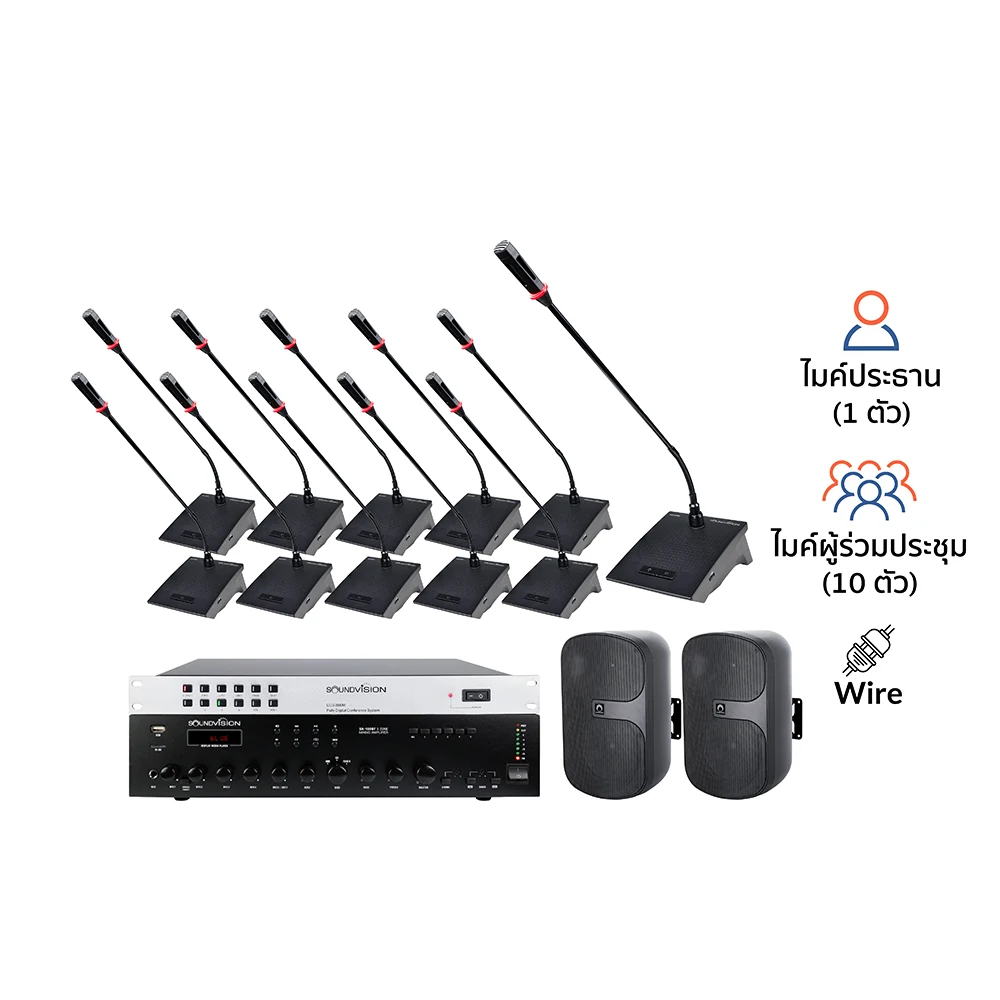 ชุดไมค์ประชุมดิจิตอล 11 ท่าน แบบใช้สาย SOUNDVISION DCS-800 Conference Systems