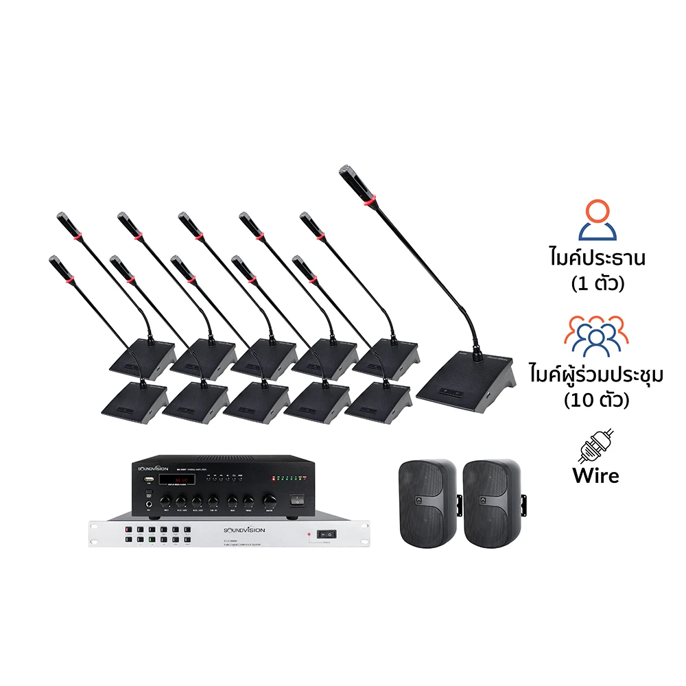 SOUNDVISION DCS-800-PRO SET ชุดไมค์ประชุมใช้สาย ดิจิตอล 11 ท่าน (ไมค์ประธาน 1 ท่าน ไมค์ผู้ร่วมประชุม 10 ท่าน)